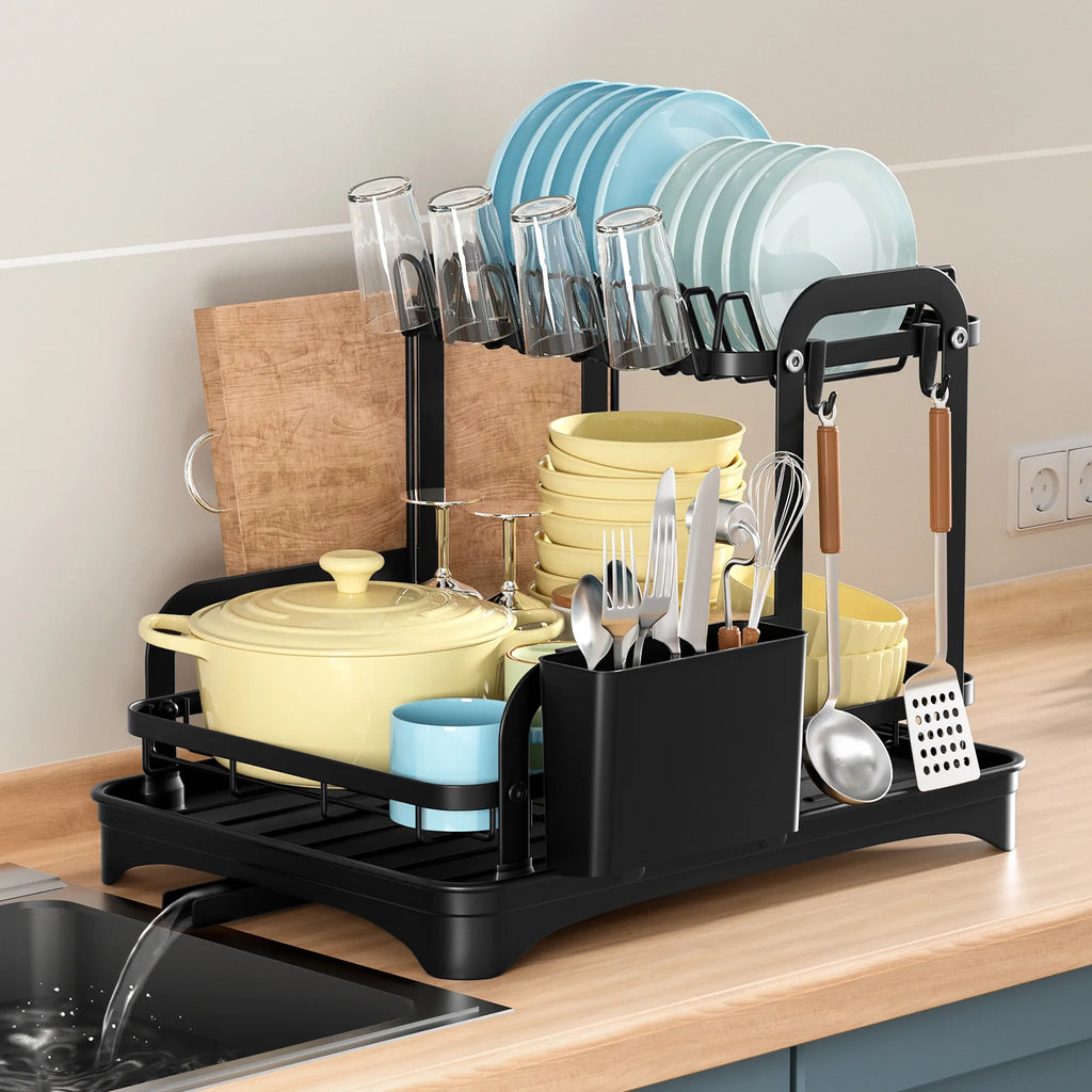 2-Tier Dish Drying Rack with Drainboard