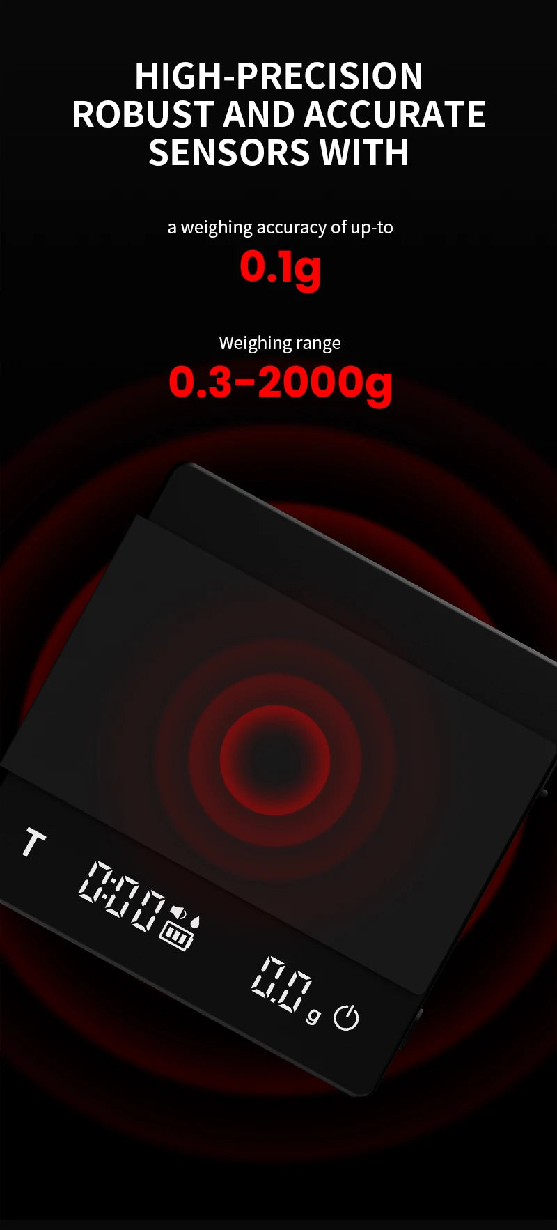 MHW-3BOMBER Digital Coffee Scale 0.1g Precision