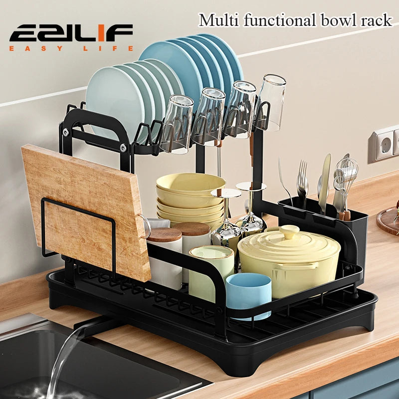 2-Tier Dish Drying Rack with Drainboard