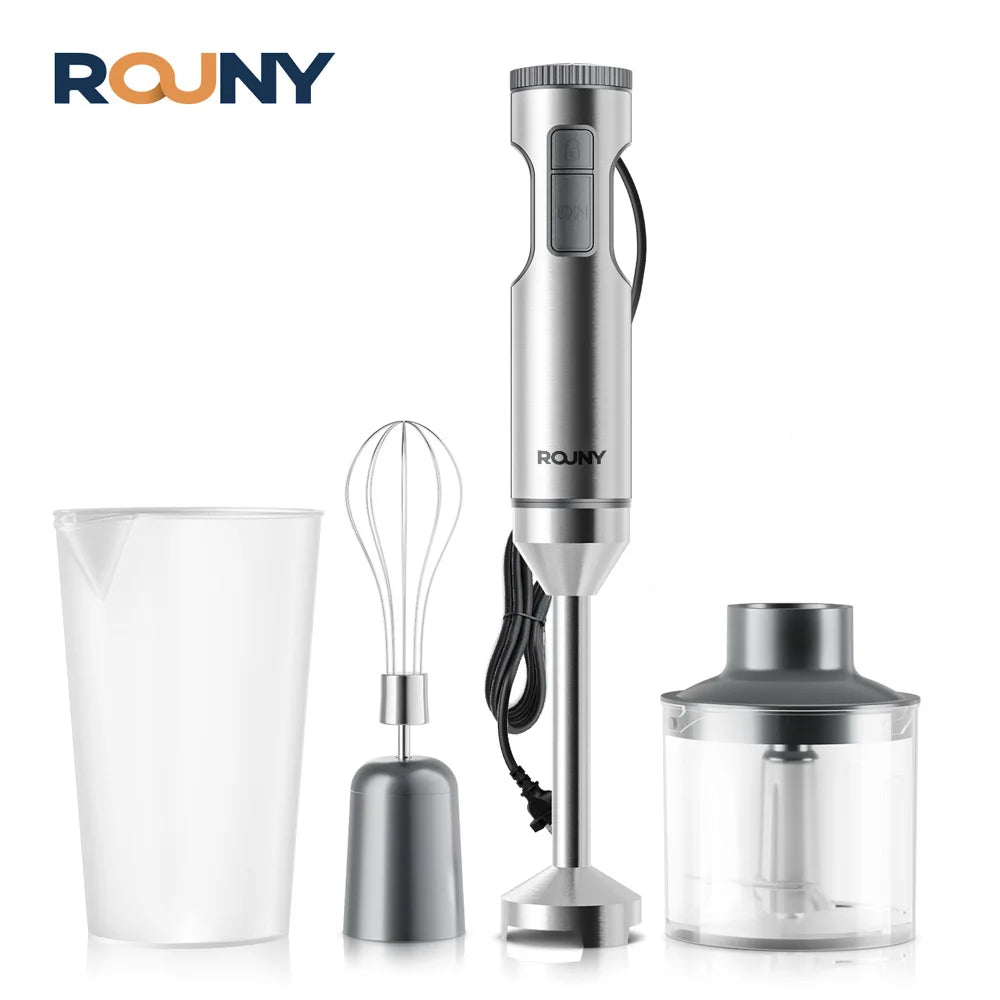 ROUNY 4-in-1 Hand Blender with Whisk & Chopper