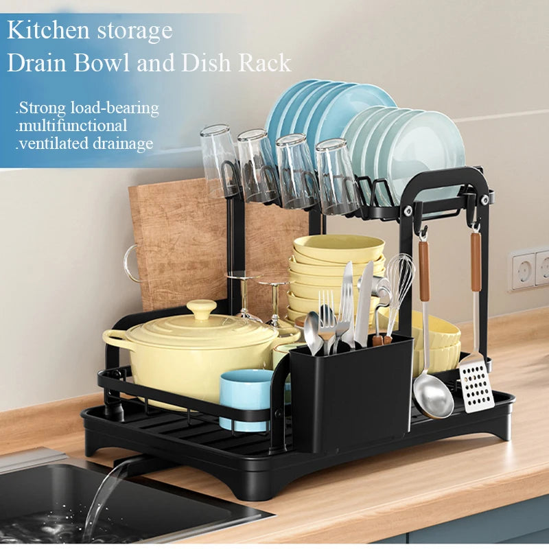 2-Tier Dish Drying Rack with Drainboard