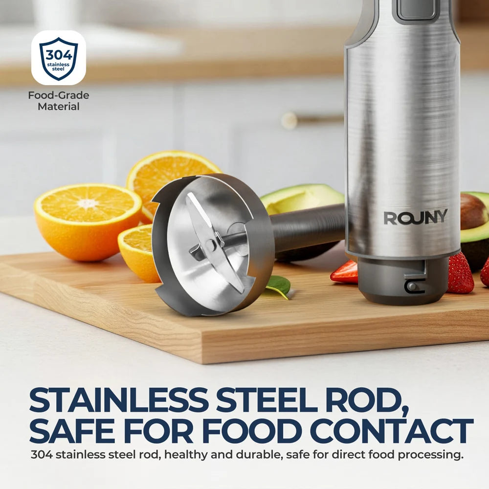 ROUNY 4-in-1 Hand Blender with Whisk & Chopper