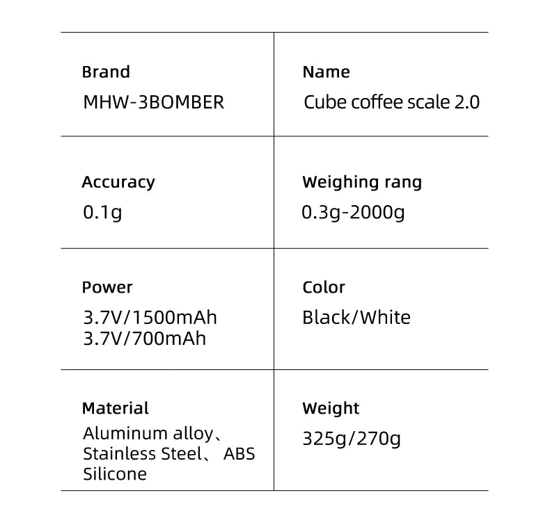 MHW-3BOMBER Digital Coffee Scale 0.1g Precision