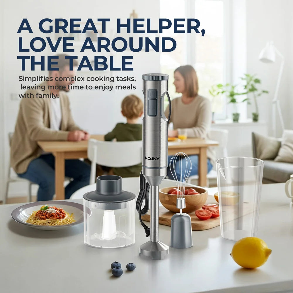 ROUNY 4-in-1 Hand Blender with Whisk & Chopper